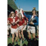 Football Autographed MAN UNITED 12 x 8 Photo : Col, depicting JIMMY NICHOLL, JIMMY GREENHOFF and