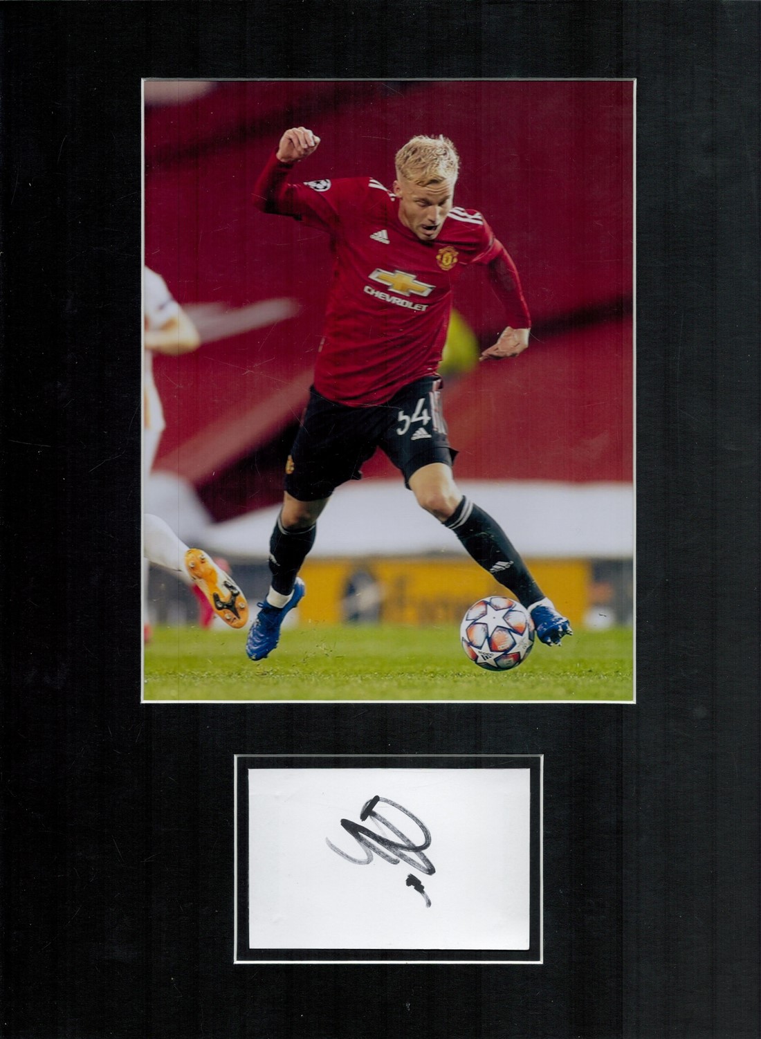 Donny Van De Beek Signed White Signature Piece with Colour Man Utd Photo, Mounted Professionally
