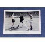 Football. Bill Foulkes Signed 18x12 black and white photo. Photo shows Foulkes before kick off