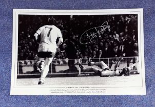 Charlie George signed 16x12 black and white print Arsenal 1971 The Winner. Arsenal Charlie George