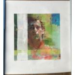 Ayrton Senna 20x20 inch colour print limited edition 16/100 signed in pencil by the artist. All