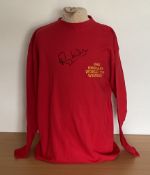 Ray Wilson signed England 1966 world cup winner’s retro replica football shirt size large. All