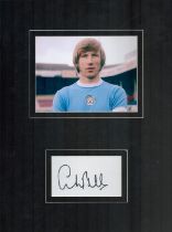 Football Colin Bell 16x12 overall mounted signature piece includes signed album page and colour