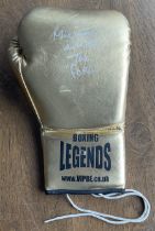 Michael Watson signed Boxing Legends VIP gold boxing glove. All autographs come with a Certificate