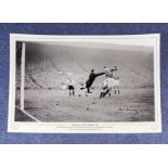 Tom Finney signed England v West Germany 1954 16x12 black and white print. West Germany goalkeeper