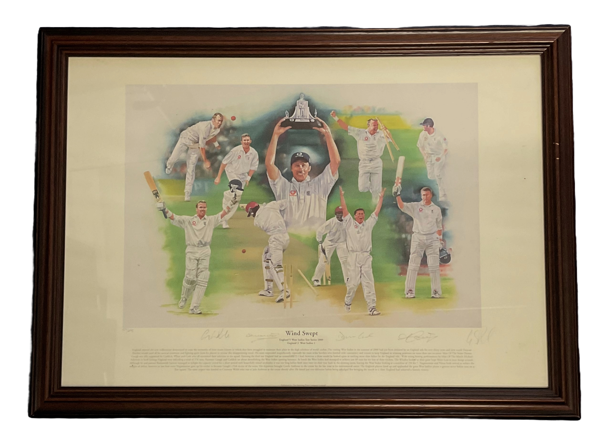 Multi signed Gary Brandham, Craig White, Andrew Caddick, Dominic Cork and Darren Gough. Framed