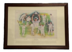 Multi signed Gary Brandham, Craig White, Andrew Caddick, Dominic Cork and Darren Gough. Framed