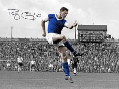 Football Autographed RAY CRAWFORD 16 x 12 Photo : Colorized, depicting Ipswich Town centre-forward