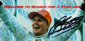 Johnny Herbert signed leaflet. Is a British former racing driver and former television pundit for