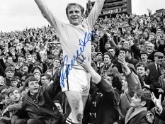 Football Autographed FRANCIS LEE 16 x 12 Photo : B/W, depicting FRANCIS LEE celebrating in front