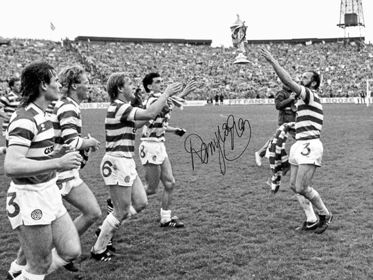 Football Autographed DANNY McGrain 16 x 12 Photo : B/W, depicting a wonderful image showing Celtic