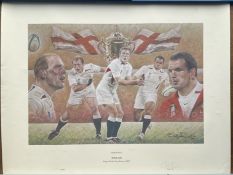 England Rugby Union World Cup Winners 2003 24x20 inch limited edition colour print signed in