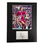 Former Liverpool Defender Rob Jones Signed Signature Card With Colour Photo, Mounted to an overall