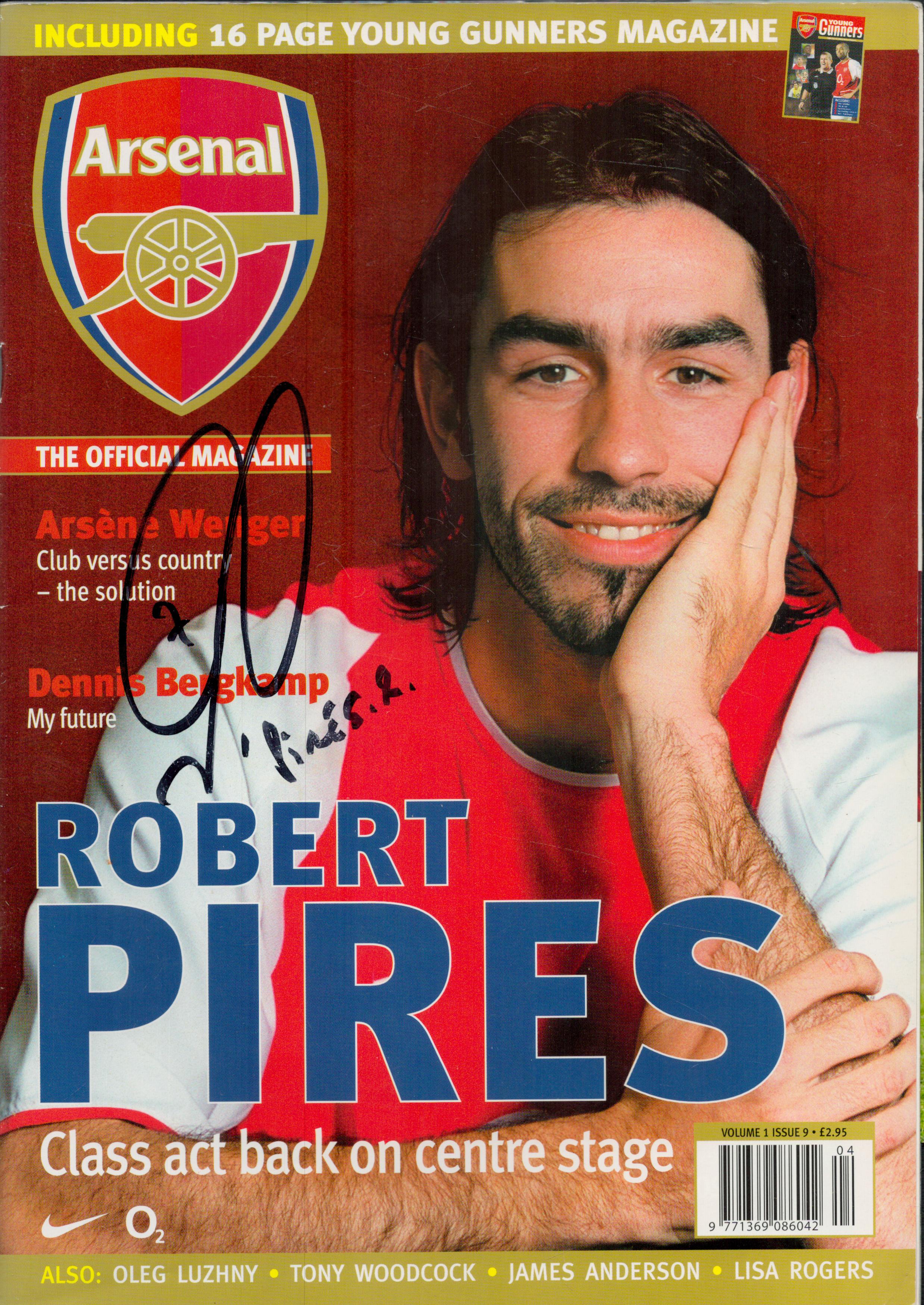 Football. Arsenal FC Collection of 3 Monthly Magazines Signed by Robert Pires, Gilberto and - Image 2 of 2