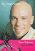 Kai Hundertmarck signed 6x4 inch Team Telekom cycling colour promo photo. All autographs come with a
