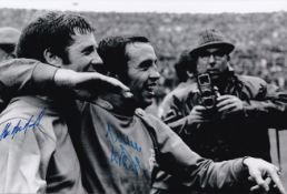Football Autographed RANGERS 12 x 8 Photo : B/W, depicting Rangers ALEX MacDonald and WILLIE