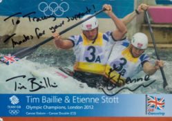 Tim Bailee and Etienne Sott British Olympic canoe gold medallists signed 8x6 inch colour promo photo