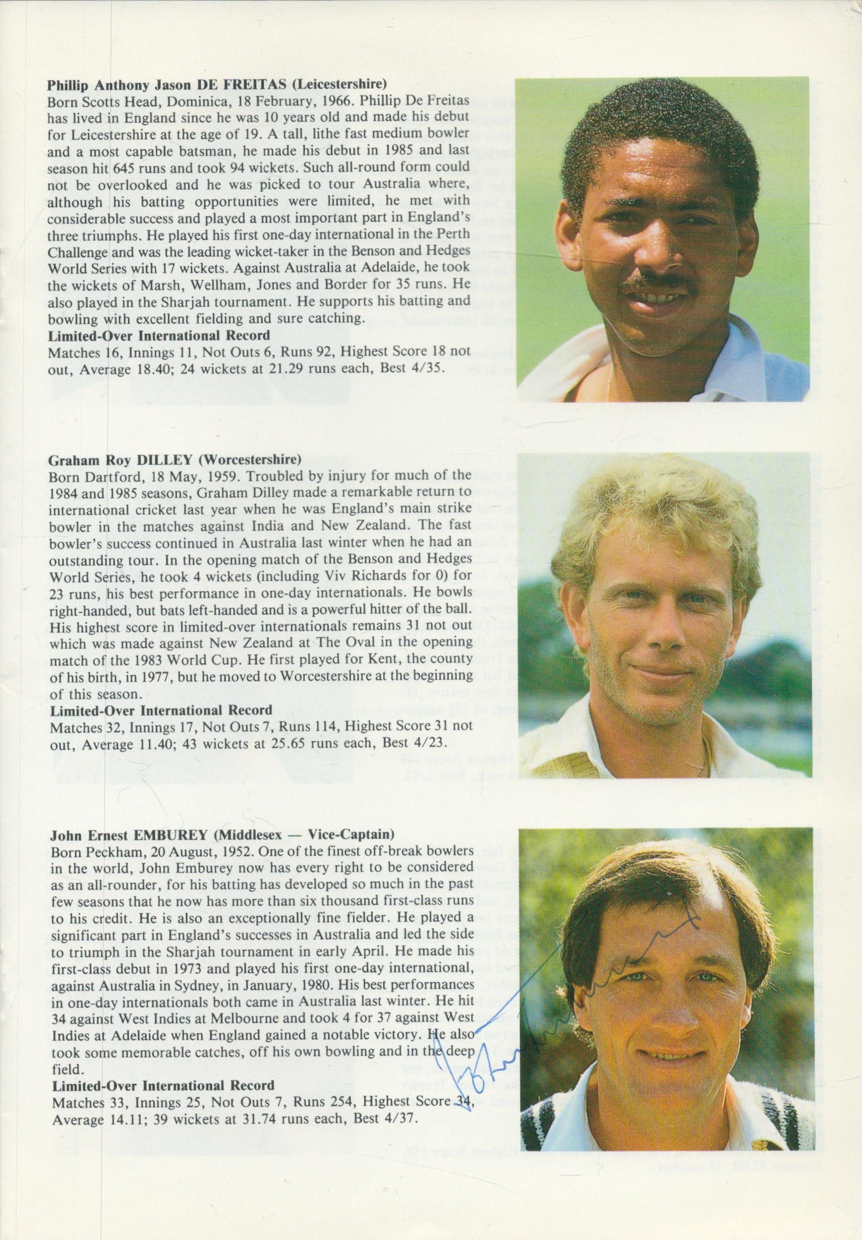 Cricket England versus Pakistan 1987, 3rd One Day International programme multi signed includes - Image 3 of 4