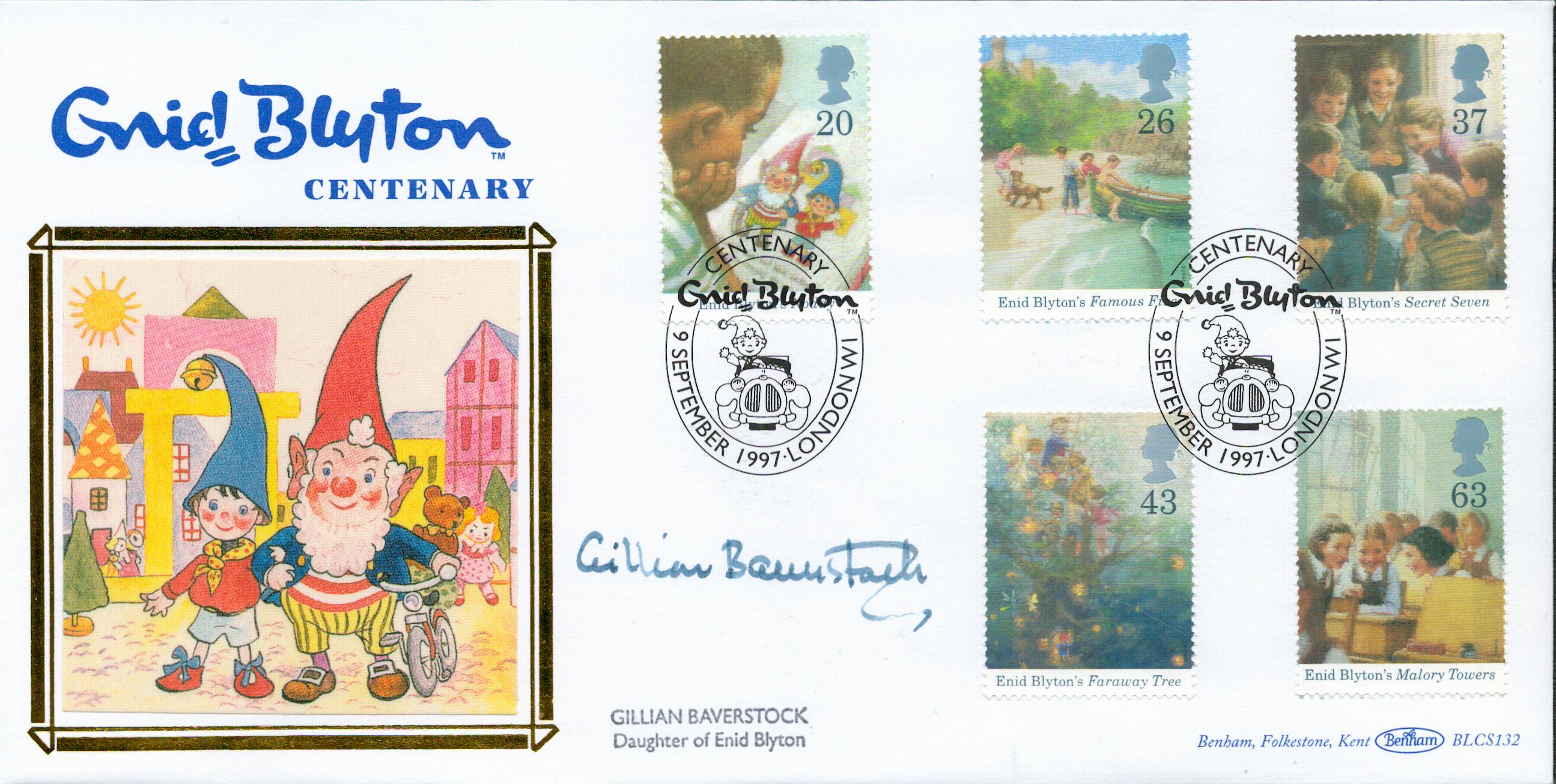 Gillian Baverstock daughter of Enid Blyton signed Enid Blyton centenary FDC. 9th September 1997