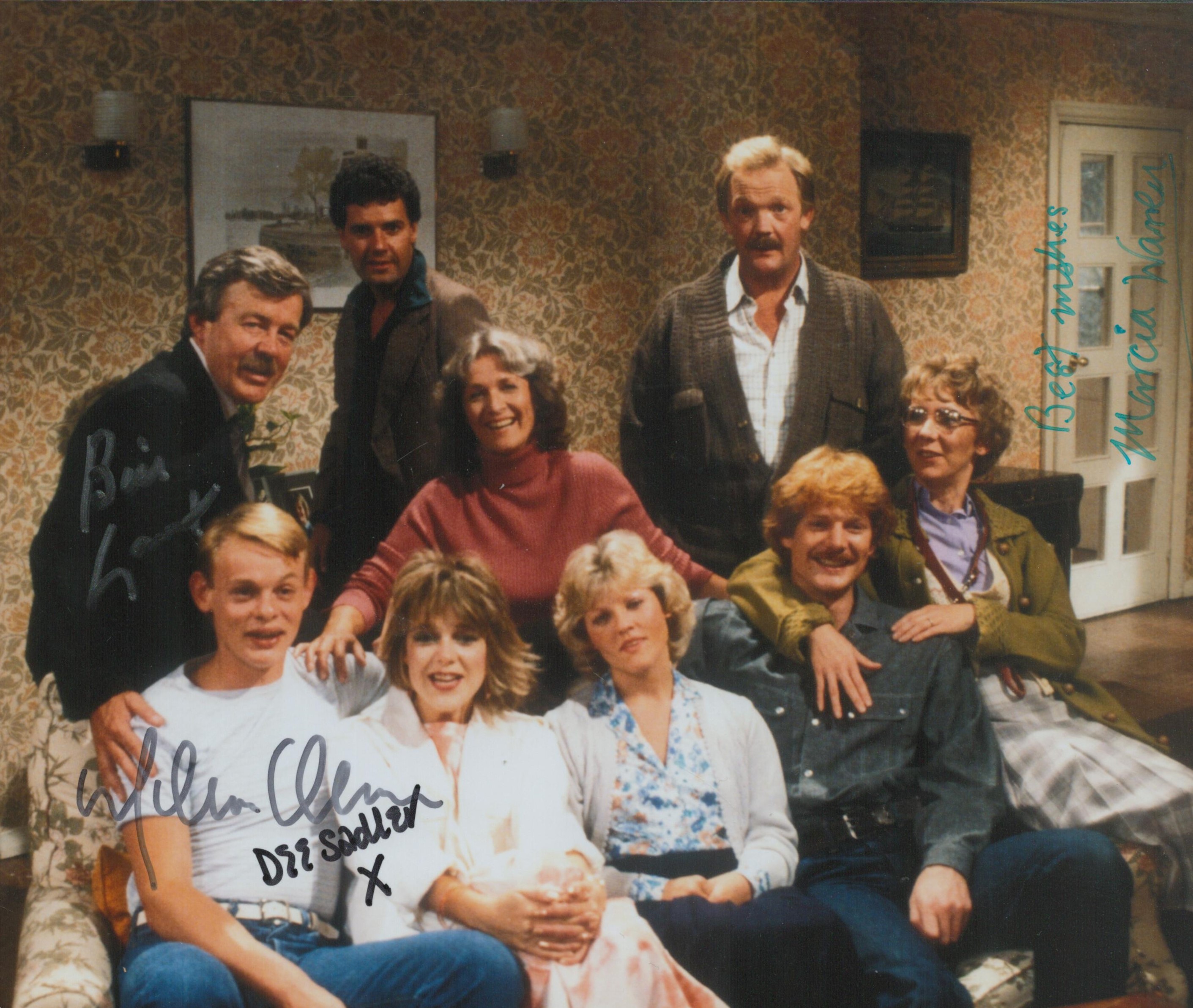 Martin Clunes, William Gaunt and Marcia Warren signed No Place Like Home colour 10x8 inch photo.