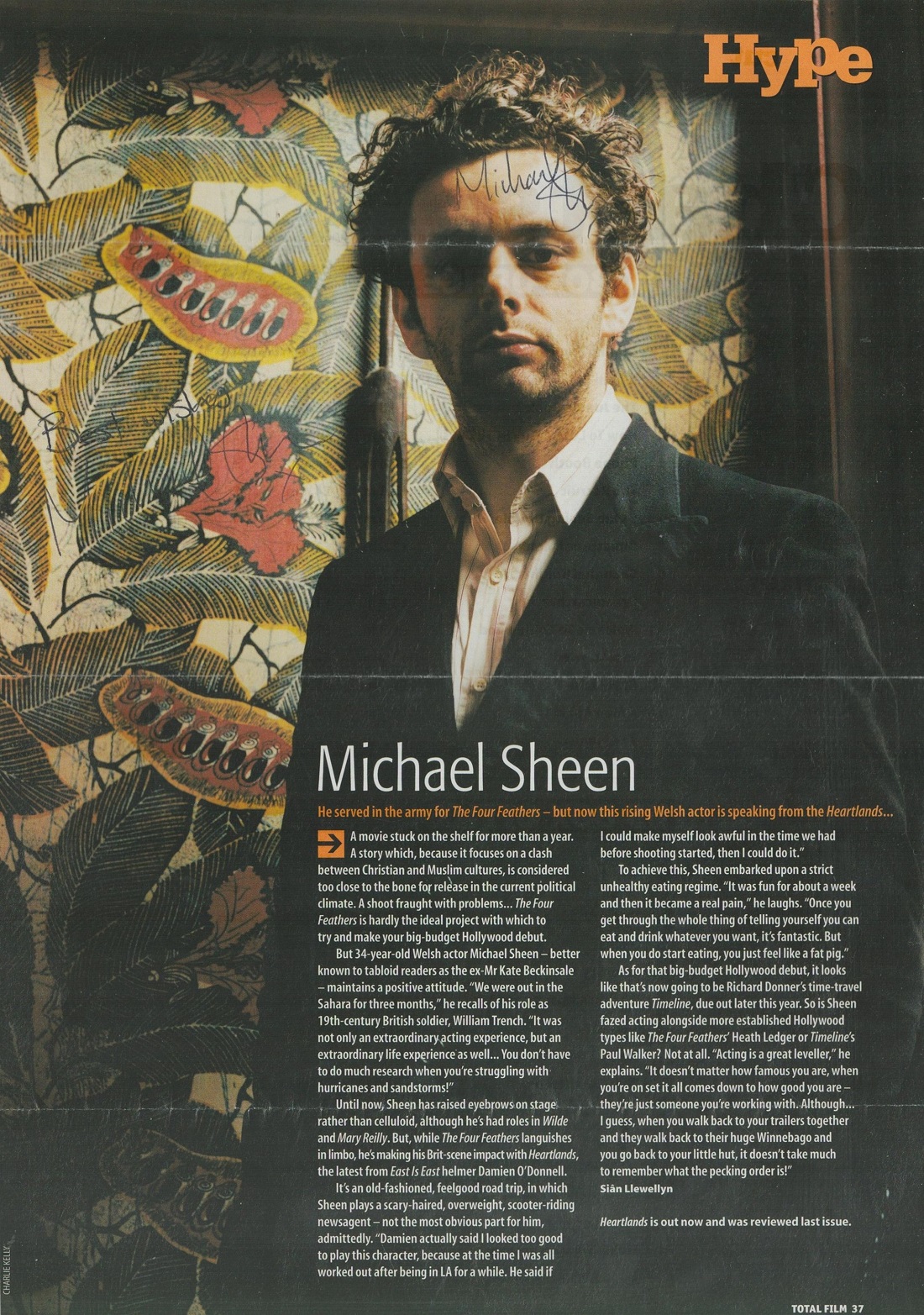 Michael Sheen signed colour magazine cut out article 12x8 inch approx. Good condition. Est
