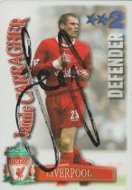 Jamie Carragher signed Shoot Out Liverpool Trading Card. Good condition. Est