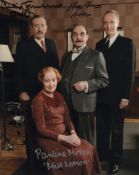 Poirot 8x10 inch Agatha Christie crime drama series photo signed by THREE main cast members in actor
