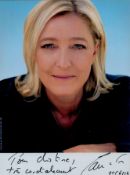 Marine Le Pen signed 7x5 inch colour photo. Marion Anne Perrine Le Pen (born 5 August 1968) is a