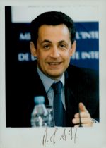 Nicolas Sarkozy signed 8x6 inch colour photo. With accompanying letter .Nicolas Paul Stéphane