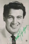 Rock Hudson signed 6x4 inch black and white photo. Good Condition. All autographs come with a