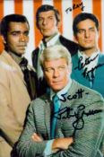 Peter Lupus and Peter Graves signed 6x4inch colour Mission: Impossible photo. Dedicated. Good