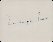 Randolph Scott signed album page. (January 23, 1898 - March 2, 1987) was an American film actor,