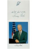 Jimmy Carter signed 10x8 inch colour photo with accompanying compliments slip. Good Condition. All