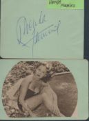 Rhonda Fleming signed album page with small 3x4 black and white unsigned photo. Good Condition.
