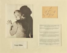 Vera Miles signed album page mounted with bio-page and black and white photo. Approx overall size