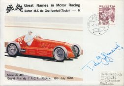 Toulo de Graffenried signed FDC Great Names in Motor Racing Grand Prix De I' A.C.F Rheims 18th