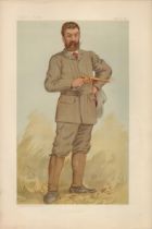 Vanity Fair print. Titled The record revolver shot. Dated 17/8/1893. Approx size 14x12inc. Good