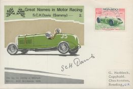 Sammy Davis S C H Davis signed FDC Great Names in Motor Racing B.R.D.C 500 Brooklands 1929. 1