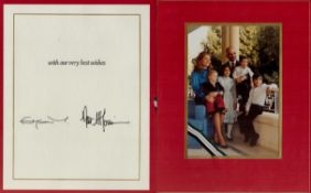 King Hussein and Queen Noor of Jordan signed card and compliment card. Good Condition. All