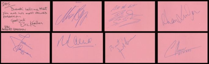 Vintage Entertainment/Sport autograph book. Signatures such as Gordon Strachan, Peter Alliss, Declan