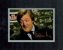 Stephen Fry signed colour photo. Mounted to approx size 10x8inch. Good Condition. All autographs