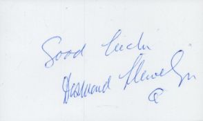 James Bond Q actor Demond Llewelyn signed white card inscribed Q. He was a Welsh actor. He was