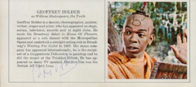 Geoffrey Holder signed 8 x 3 inch magazine biography page with Bond picture. In 1973, he played