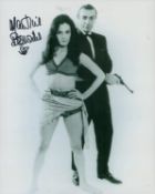James Bond actress Martine Beswick signed 10 x 8 b/w photo with Sean Connery as Zora in Dr No.
