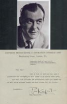 James Bond Paul Carpenter Brigadier in Goldfinger Rare Signed typed letter on Canadian BBC