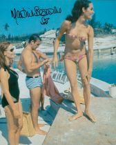 James Bond actress Martine Beswick signed 10 x 8 colour sexy swim suit photo with Sean Connery.