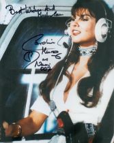 007 Helicopter pilot Caroline Munro James Bond actress signed photo as the pilot inscribed Naomi