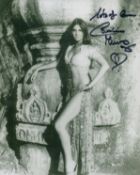 Caroline Munro James Bond actress signed 10 x 8 inch colour sexy outfit photo. English actress,