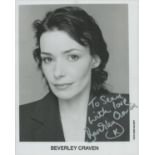 Beverley Craven signed 10x8 inch black and white photo dedicated. Good Condition Est