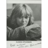 Alison Steadman signed 8x6 inch black and white promo photo. Good Condition Est